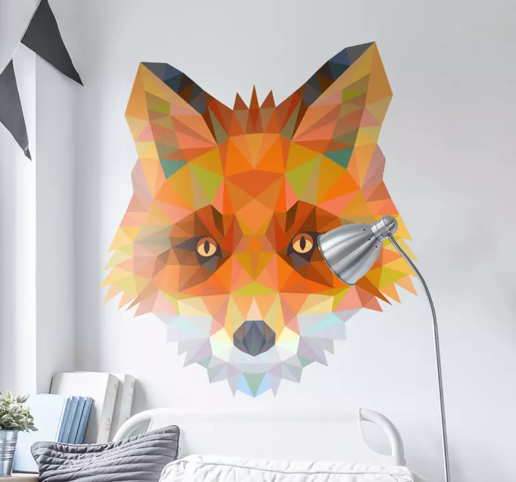 Geometric Fox Head Decal - TenStickers