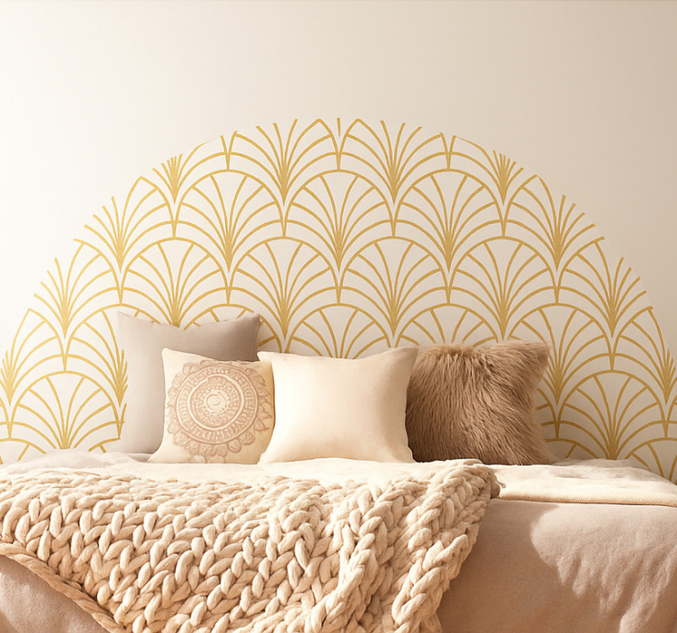 Geometric golden fans bedroom wall sticker - TenStickers