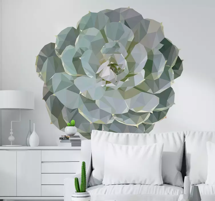 Geometric Succulent Decor nature wall sticker - TenStickers