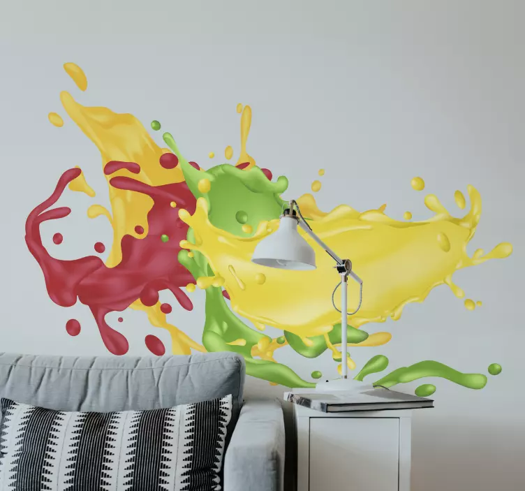 Geometric wall sticker splashing color shapes - TenStickers