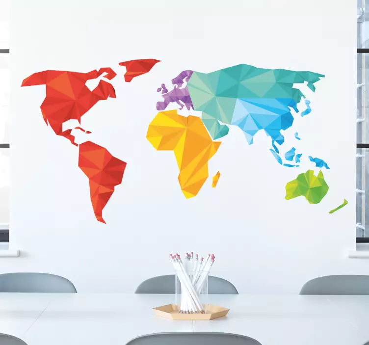 Geometric World Map Wall Mural - TenStickers