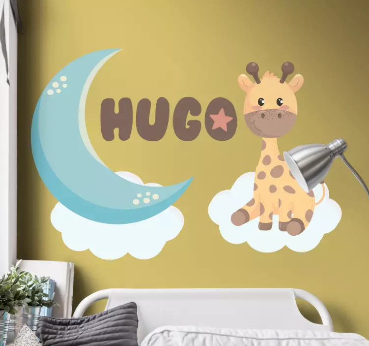 Giraffe And Moon kid's sticker - TenStickers