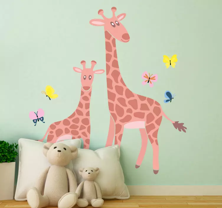 Giraffe Family Play farm animal sticker - TenStickers