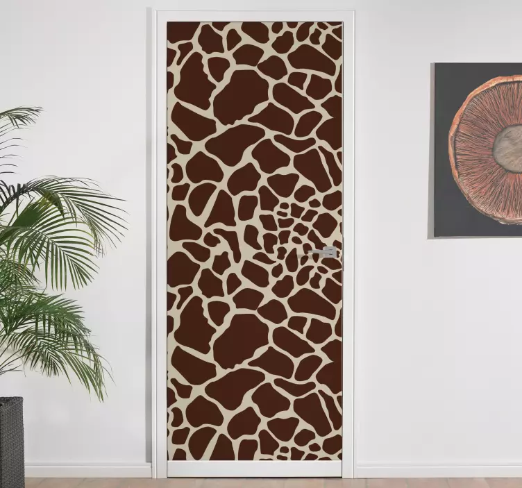 Giraffe pattern motif door sticker - TenStickers
