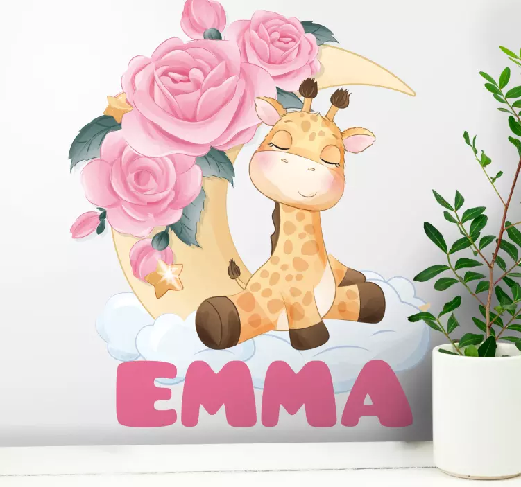 Giraffe with Flowers kid's sticker - TenStickers