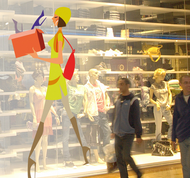 Glamorous Lady Shopper Sticker - TenStickers