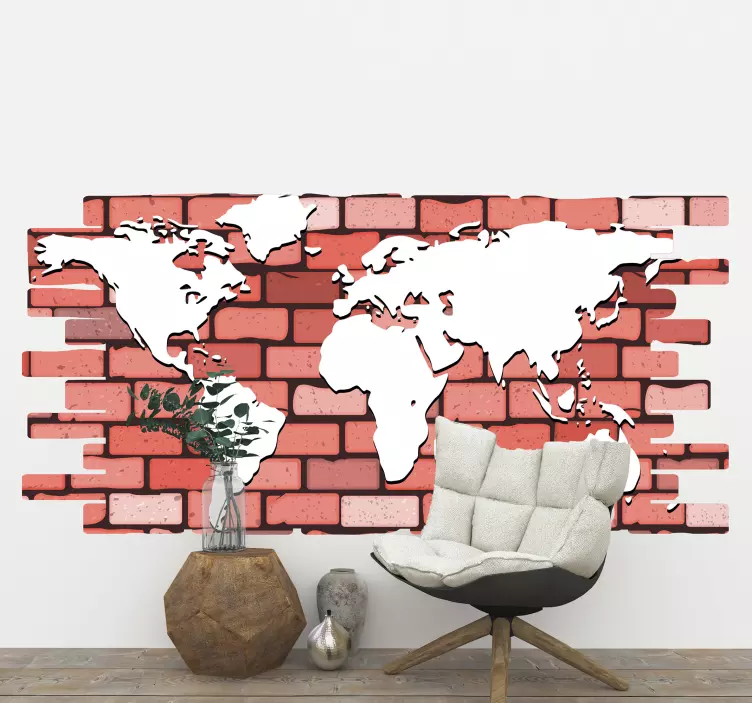 Global Map Illustration location sticker - TenStickers
