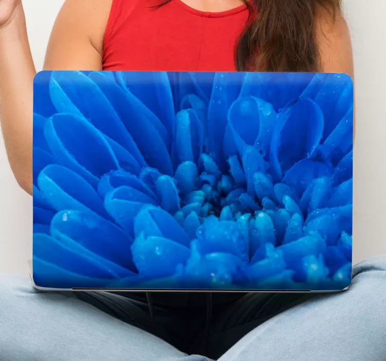 Glowing blue flower laptop skin - TenStickers