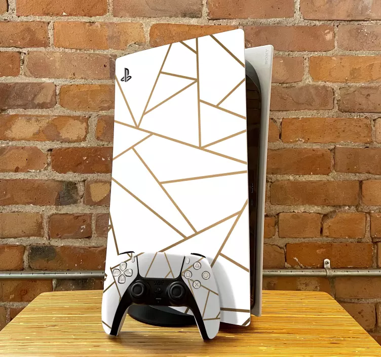 Gold and white lines  PS5 sticker - TenStickers