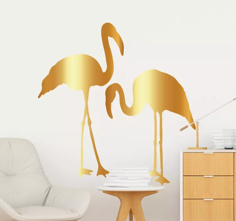Gold Flamingo Wall Sticker - TenStickers