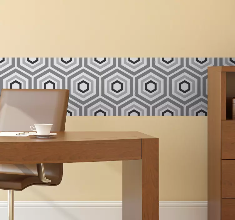 Gray hexagonal forms wall border sticker - TenStickers