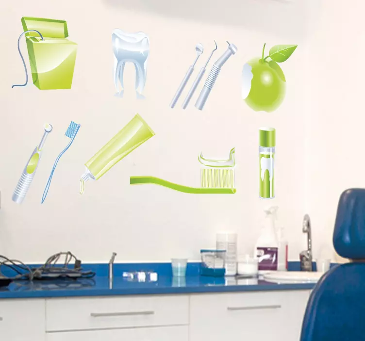 Green Dental Care Decal Collection - TenStickers