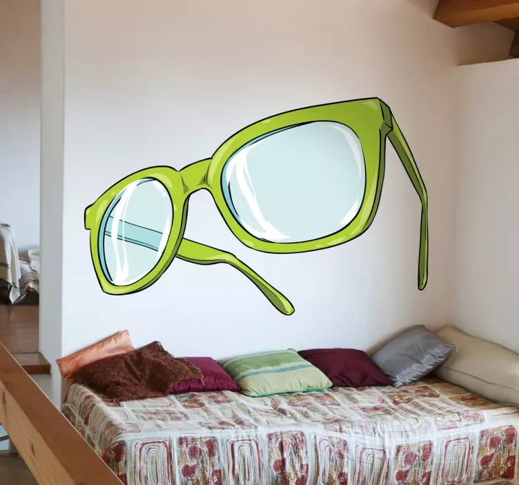 Green Glasses Wall Sticker - TenStickers