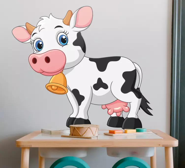 Happy cartoon cow animal wall sticker - TenStickers