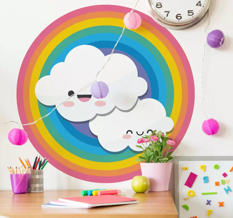 Happy Clouds Rainbow kid's sticker - TenStickers