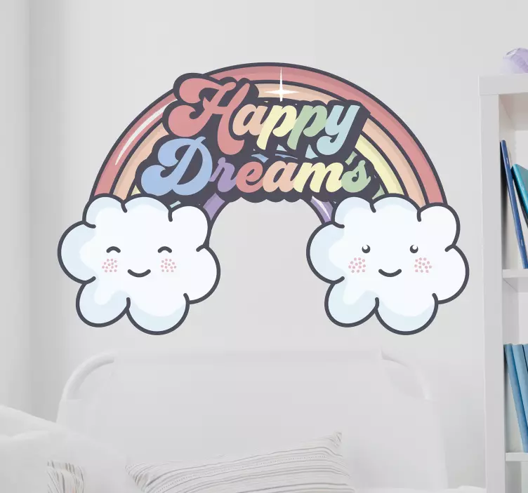 Happy Dreams Rainbow Clouds kid's sticker - TenStickers