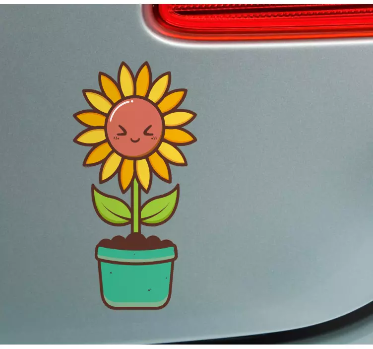 Happy Flower Pot car sticker - TenStickers