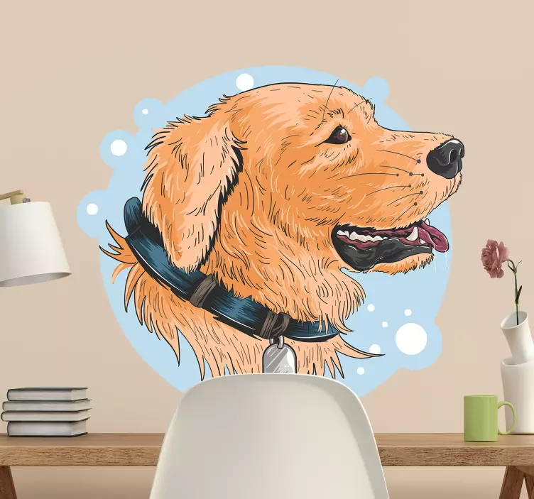 Happy Golden Retriever pet sticker - TenStickers