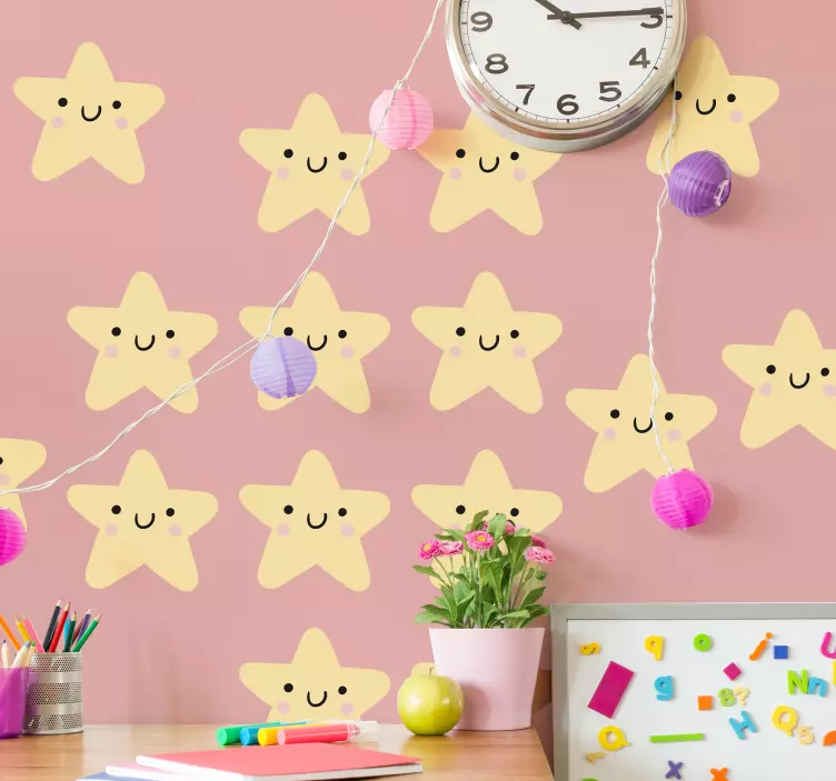 Happy Star Faces kid's sticker - TenStickers