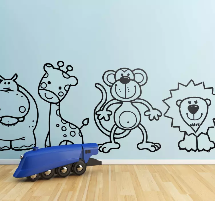 Happy Wild Animals Kids Sticker - TenStickers