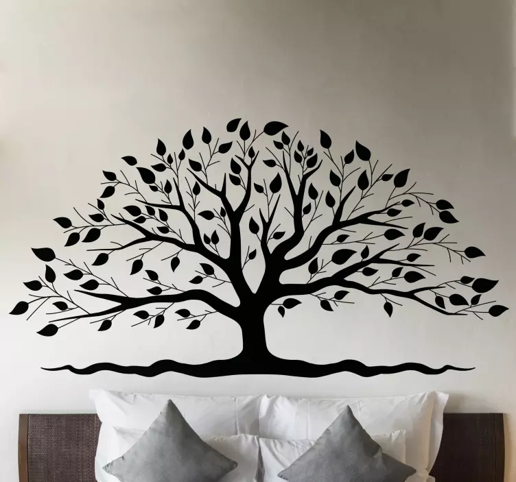 Headboard wall sticker elegant leafy tree - TenStickers