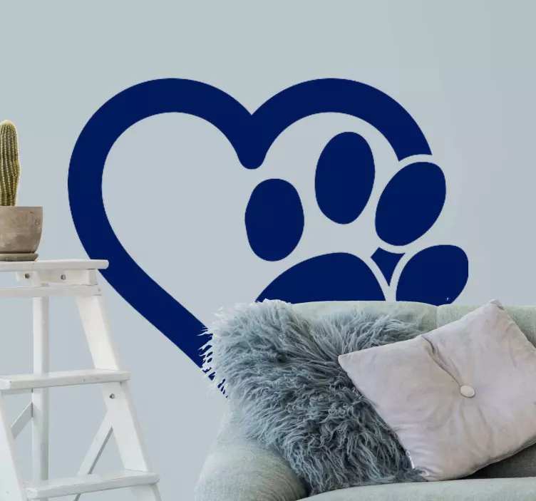 Heart Paw Print cat sticker - TenStickers