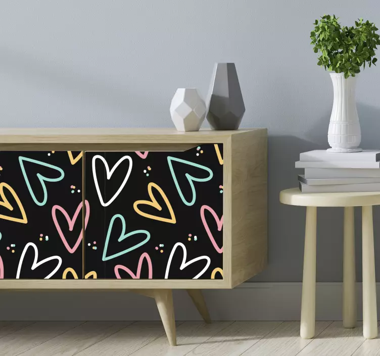 Hearts kallax furniture sticker - TenStickers