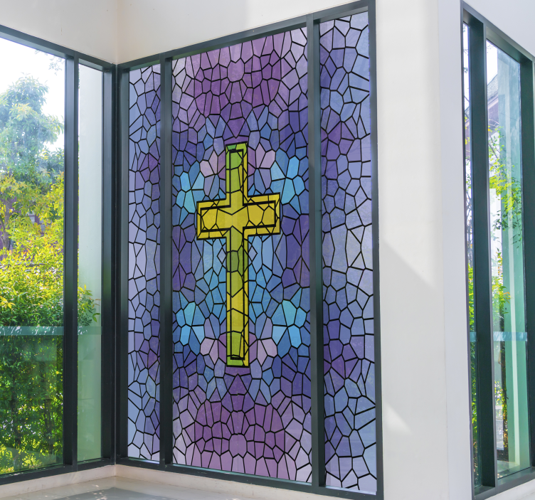 Holy cross stained glass window sticker - TenStickers