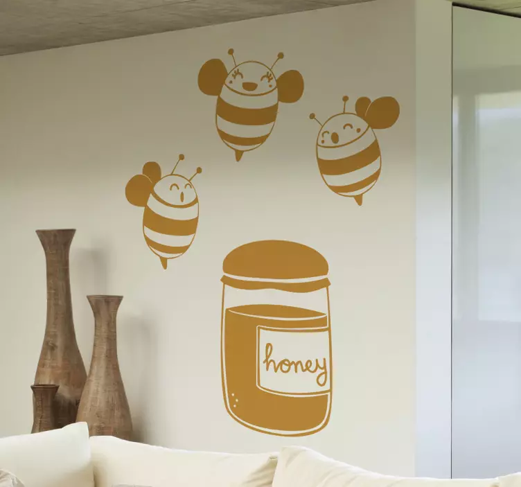 Honey Jar Bees Decal - TenStickers