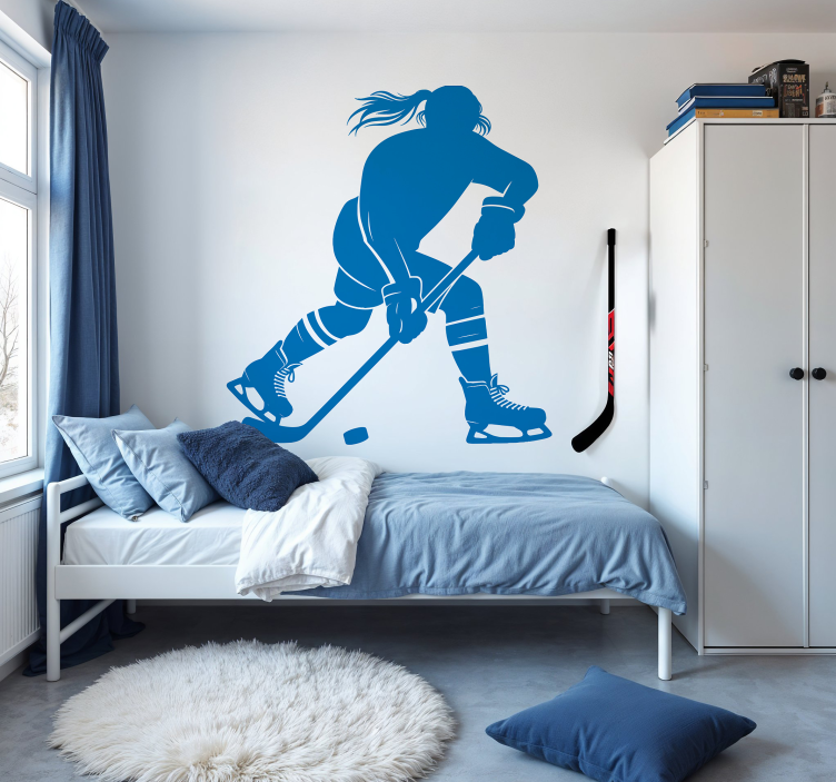 Ice hockey woman silhouette wall sticker - TenStickers