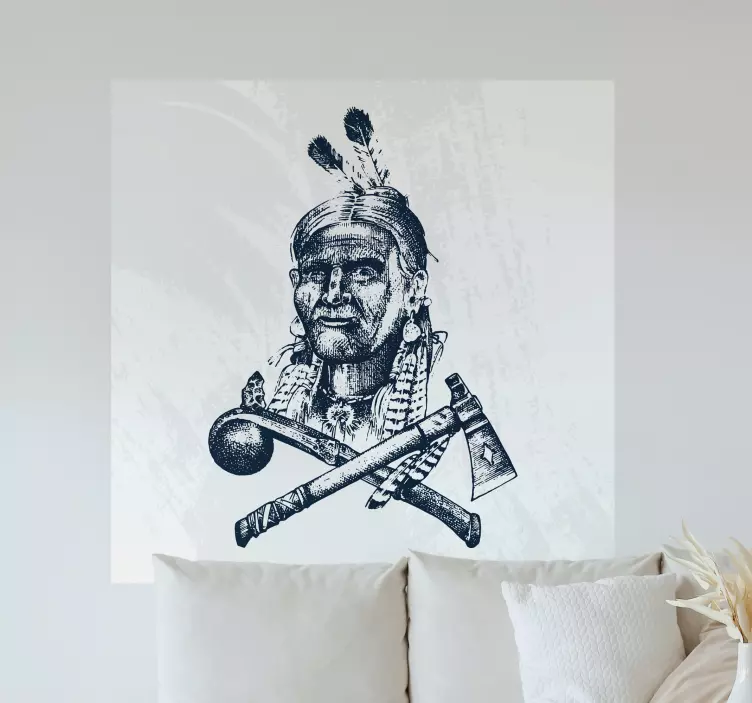 Indigenous Warrior Portrait location sticker - TenStickers