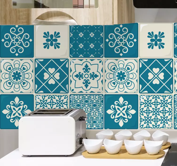 Intricate kitchen pattern tile sticker - TenStickers
