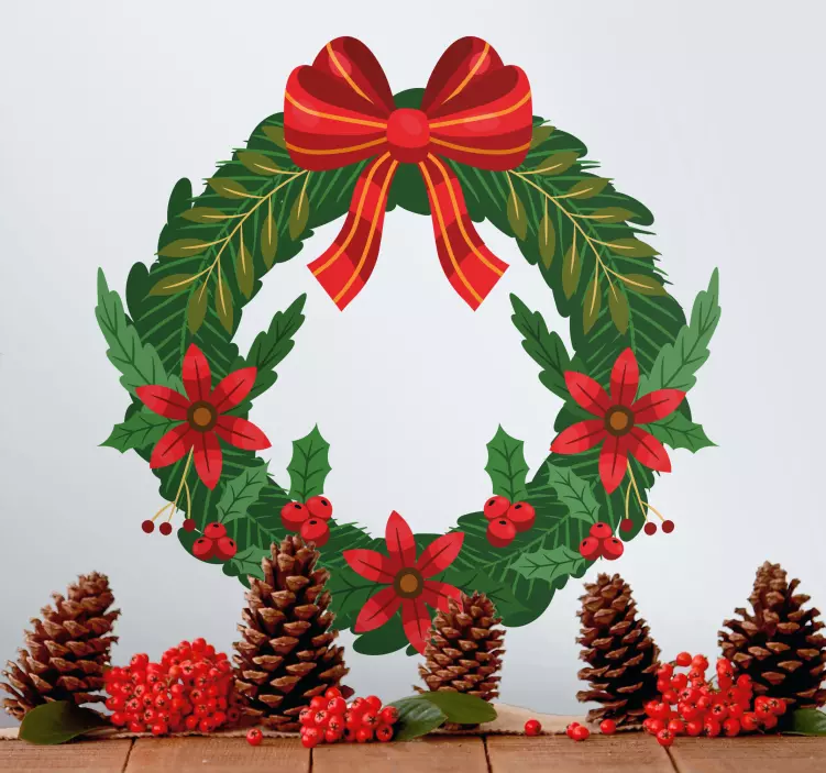 Joyful Holiday Wreath Christmas sticker - TenStickers
