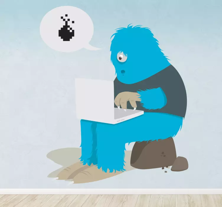 Kids Monster Computer Wall Sticker - TenStickers