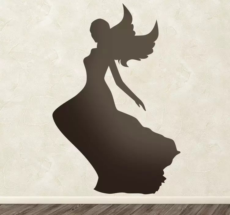 Kids Silhouette Fairy Dress Wall Sticker - TenStickers