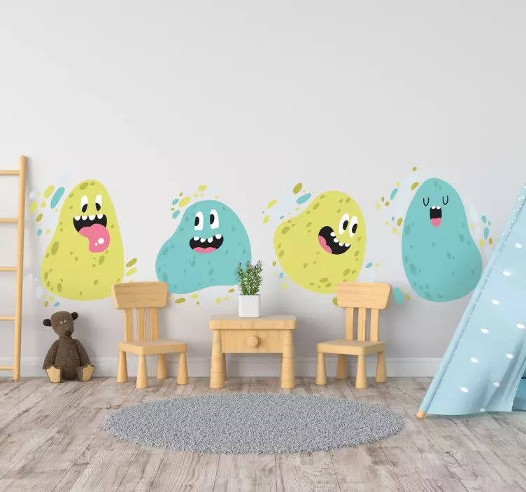 Kid's sticker cheerful blob characters - TenStickers