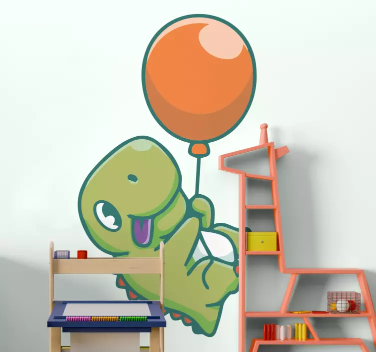 Kid's sticker cheerful dinosaur balloon - TenStickers