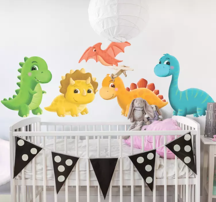 Kid's sticker colorful dinosaurs theme - TenStickers
