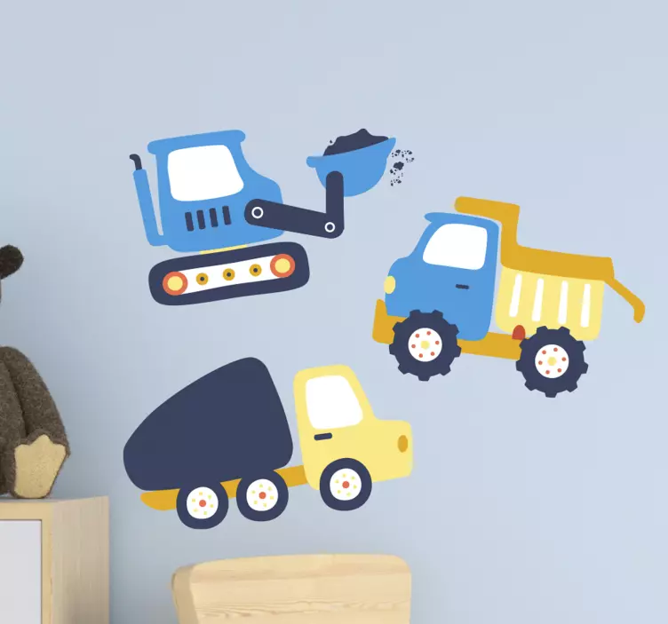 Kid's sticker construction vehicle adventure - TenStickers