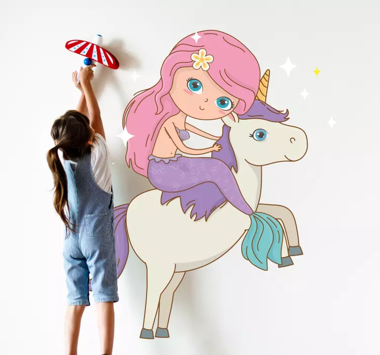 Kid's sticker mermaid unicorn dream - TenStickers