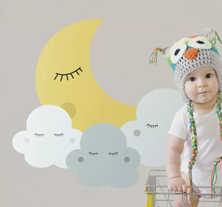 Kid's sticker moon and clouds - TenStickers