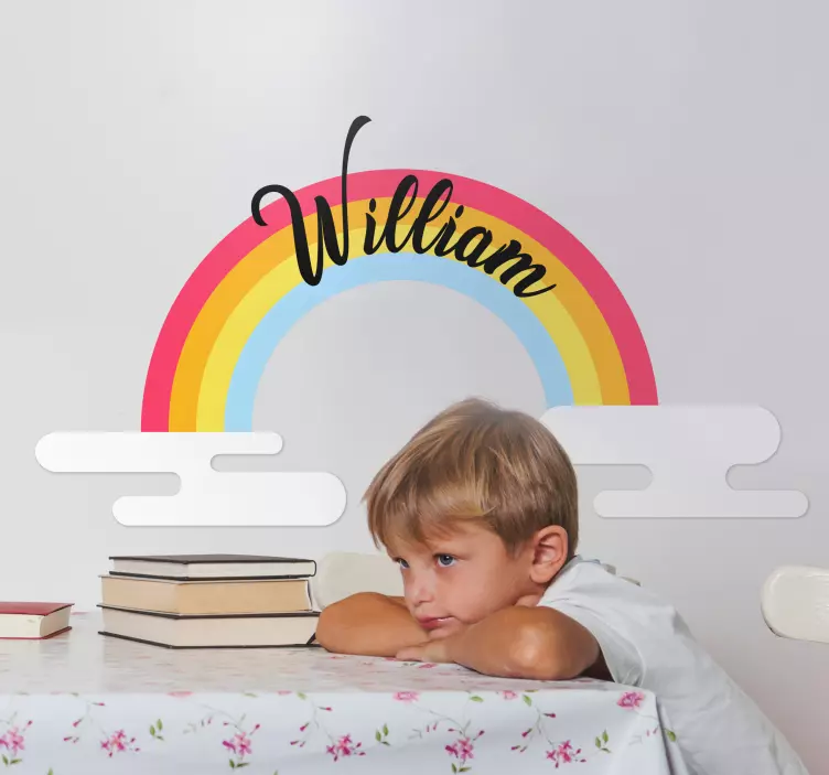 Kid's sticker rainbow personalized mural - TenStickers