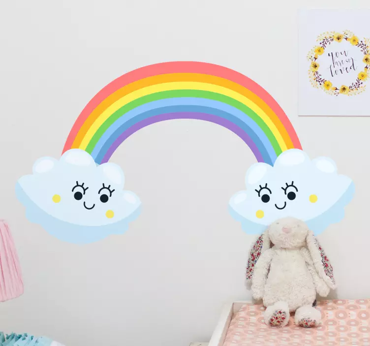 Kid's sticker rainbow with clouds - TenStickers