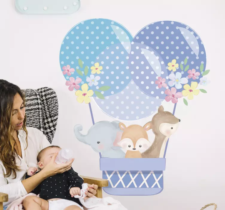 Kid's sticker whimsical animal balloons - TenStickers