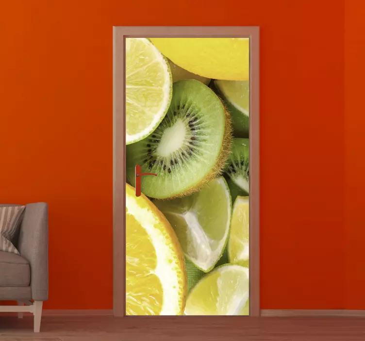 Kiwi, lemon and orange door sticker - TenStickers