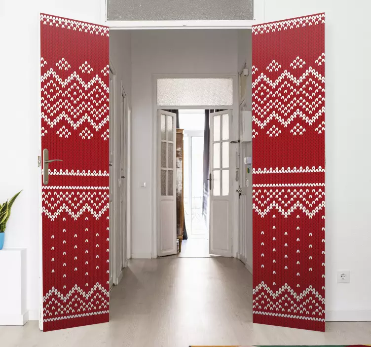 Knit pattern style door sticker - TenStickers