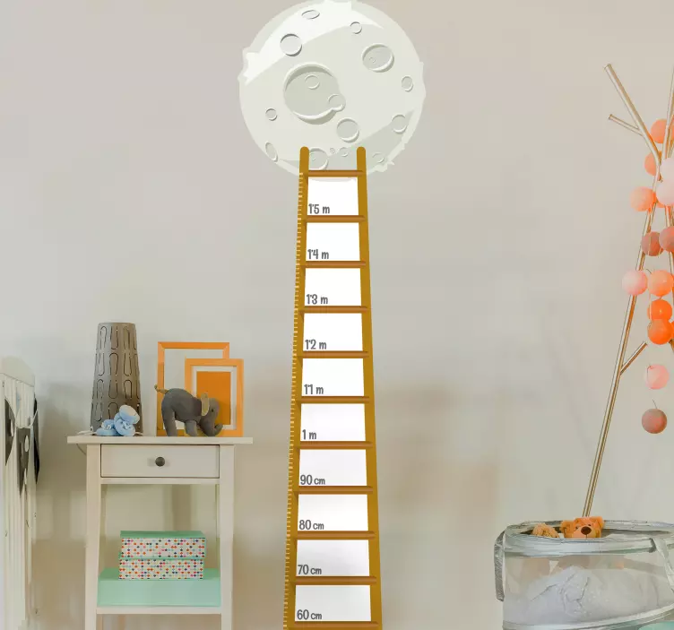 Ladder to Moon height chart wall sticker - TenStickers