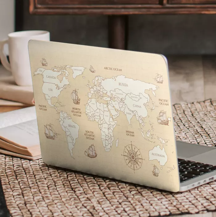 Laptop skin global map design - TenStickers