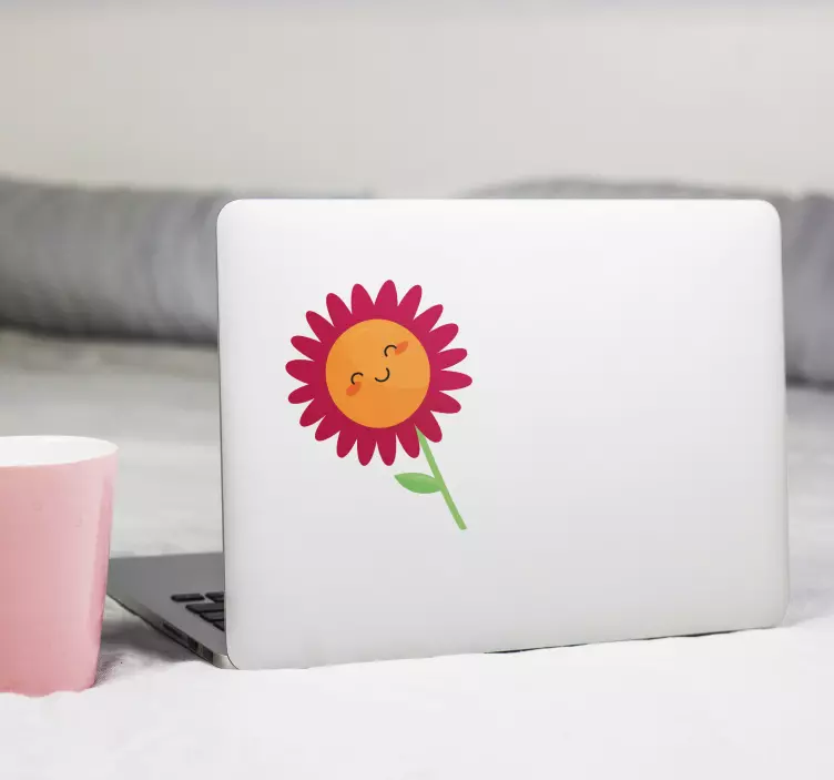 Laptop sticker cheerful flower design - TenStickers