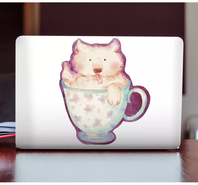 Laptop sticker cute bear mug - TenStickers